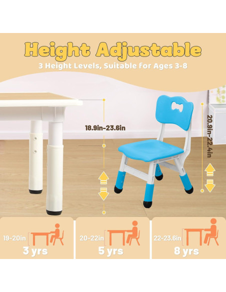 Conjunto de Mesa y 4 Sillas FUNLIO Ajustables para Niños