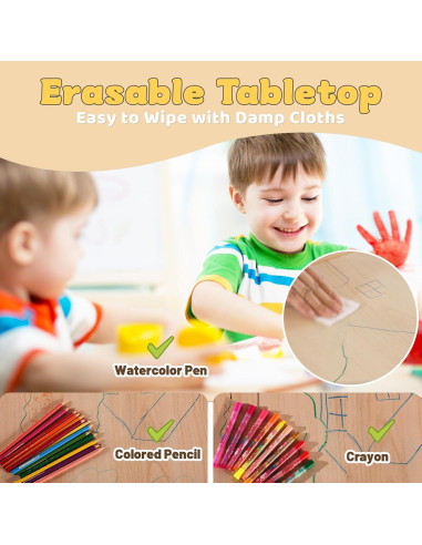 Conjunto de Mesa y 4 Sillas FUNLIO Ajustables para Niños