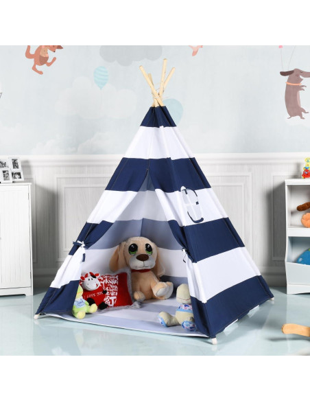 Tienda Teepee para Niños Costzon Rayas Azules y Blancas