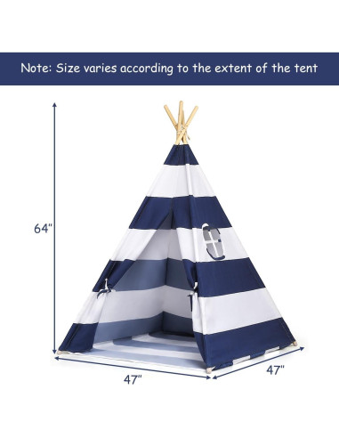 Tienda Teepee para Niños Costzon Rayas Azules y Blancas