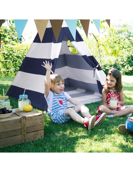 Tienda Teepee para Niños Costzon Rayas Azules y Blancas