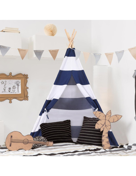 Tienda Teepee para Niños Costzon Rayas Azules y Blancas