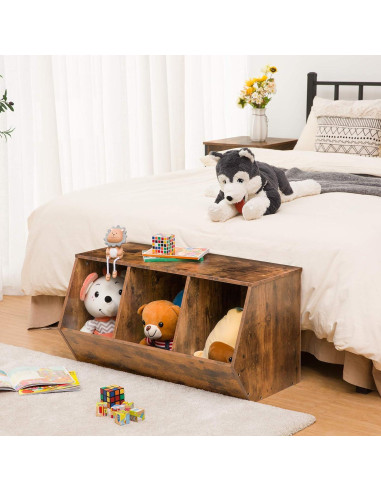 Cubículo de Almacenamiento de Juguetes HOOBRO 3 Estantes 80x30 cm