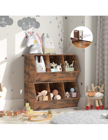 Cubículo de Almacenamiento de Juguetes HOOBRO 3 Estantes 80x30 cm