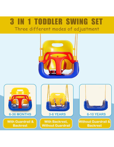 Columpio 3 en 1 FCOUMY para Niños Pequeños - Jardín e Interior