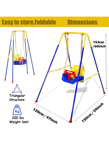 Columpio 3 en 1 FCOUMY para Niños Pequeños - Jardín e Interior