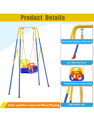 Columpio 3 en 1 FCOUMY para Niños Pequeños - Jardín e Interior