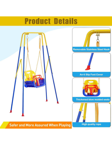 Columpio 3 en 1 FCOUMY para Niños Pequeños - Jardín e Interior