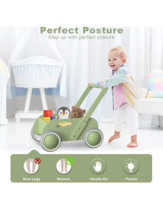 Andador de Madera WyfKyd Ajustable para Bebés 12-36 Meses 2