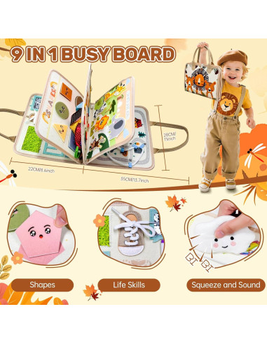 Juguete Busy Board Montessori Aurasys 9 en 1 para Niños