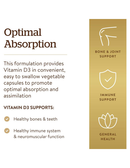 Solgar Vitamina D3 125 mcg 240 Cápsulas Vegetales - Soporte Huesos y Sistema Inmunológico