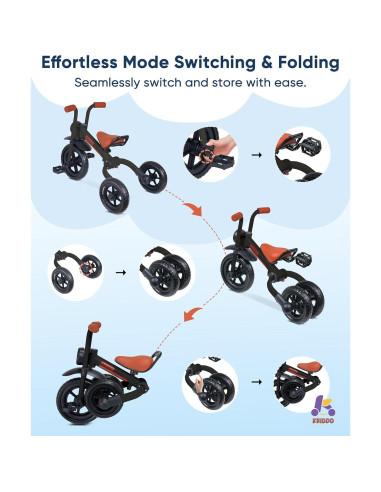 Bicicleta de Equilibrio 2-en-1 KRIDDO para Niños 2-5 Años