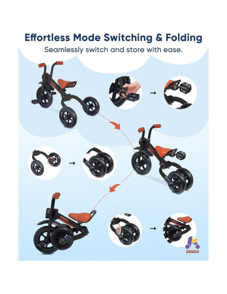 Bicicleta de Equilibrio 2-en-1 KRIDDO para Niños 2-5 Años