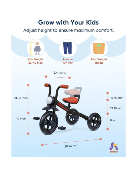 Bicicleta de Equilibrio 2-en-1 KRIDDO para Niños 2-5 Años