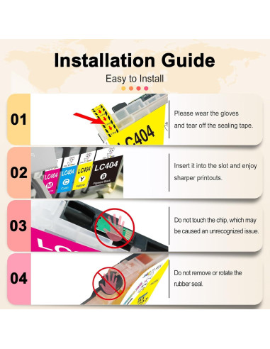 Cartuchos de tinta Miss Deer LC404 para impresora Brother 4-Pack