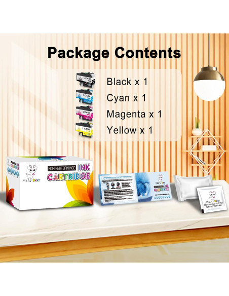 Cartuchos de tinta Miss Deer LC404 para impresora Brother 4-Pack