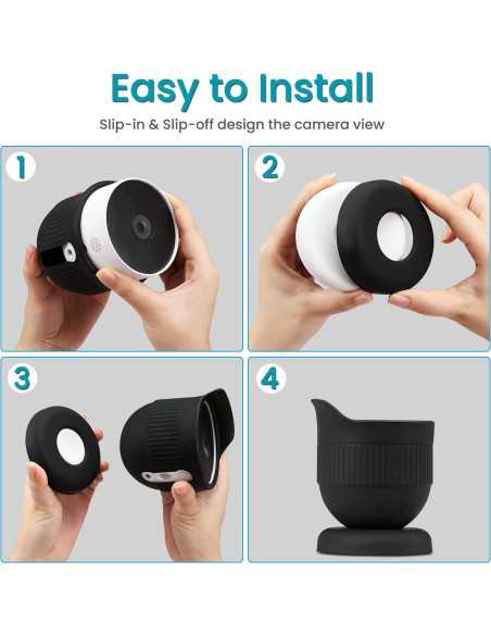 Funda de Silicona Fintie para Nest Cam Batería 2021, Negra