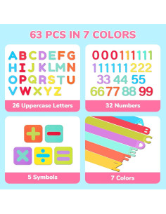 Letras y Números Magnéticos de Madera JoyCat - Set Educativo 63 PCS 2