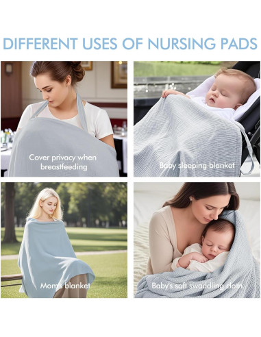 Cubierta de Lactancia Gris Algodón Muselina Ajustable