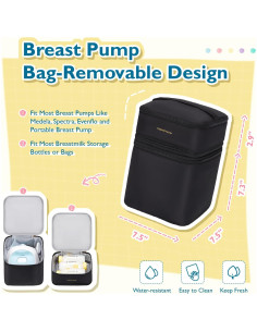 Bolsa de Pañales Mommore con Enfriador y Cambiador Negro 2