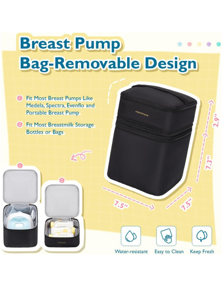 Bolsa de Pañales Mommore con Enfriador y Cambiador Negro