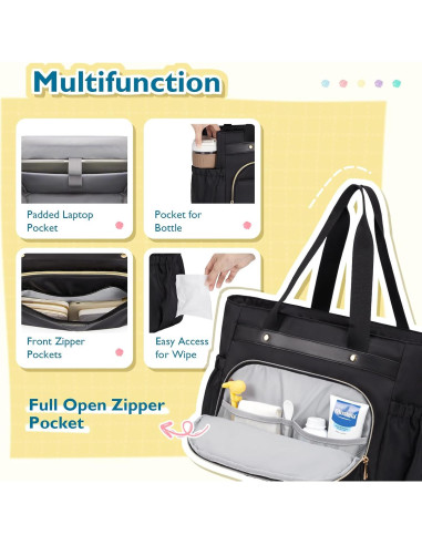 Bolsa de Pañales Mommore con Enfriador y Cambiador Negro