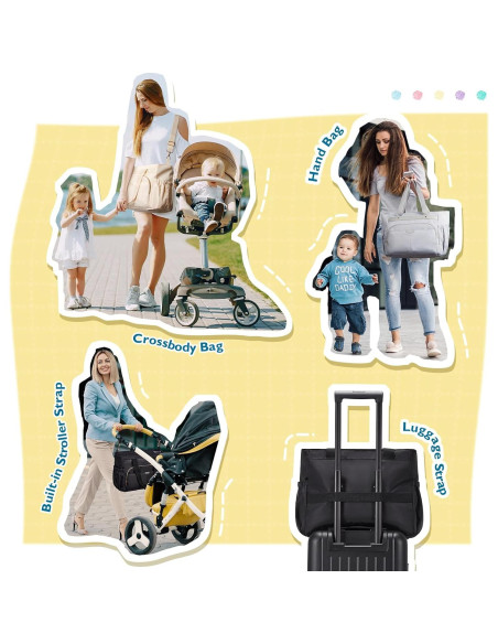 Bolsa de Pañales Mommore con Enfriador y Cambiador Negro