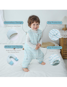 Saco de Sueño para Bebé con Pies 2.5 TOG Algodón Rayas 2