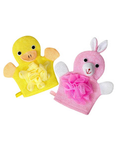 Guantes de baño para niños COHEXA - 2 paquetes de diseño animal