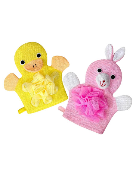 Guantes de baño para niños COHEXA - 2 paquetes de diseño animal