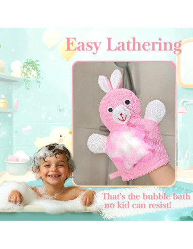 Guantes de baño para niños COHEXA - 2 paquetes de diseño animal