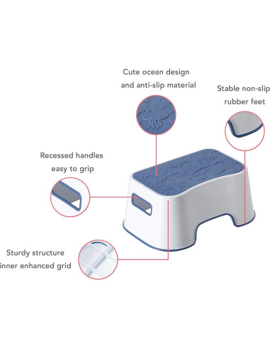 Escalera Antideslizante para Niños A+KCEYON Azul 1 Paso
