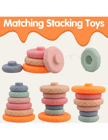 6 Anillos Apilables Montessori para Bebés - Juguetes Blandos