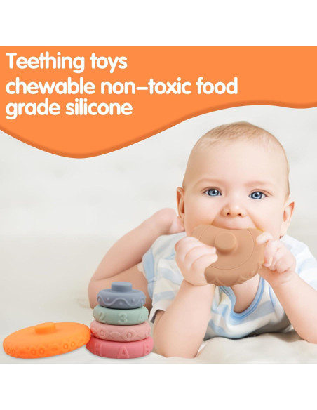 6 Anillos Apilables Montessori para Bebés - Juguetes Blandos 6 Anillos Apilables Montessori para Bebés - Juguetes Blandos