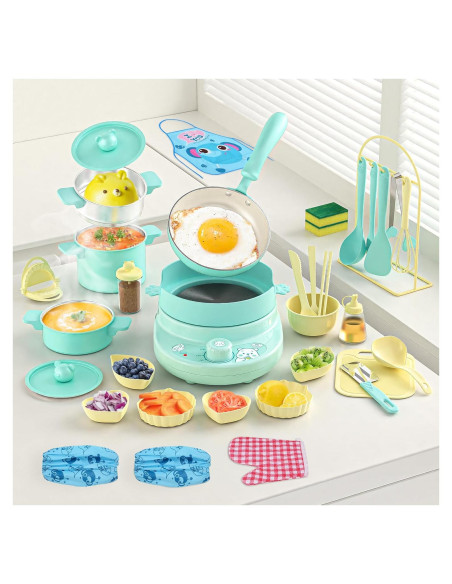 Juego de Cocina Real para Niños Gotoofun - 14 Piezas Verde