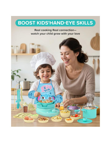 Juego de Cocina Real para Niños Gotoofun - 14 Piezas Verde