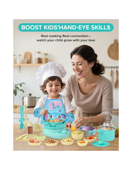 Juego de Cocina Real para Niños Gotoofun - 14 Piezas Verde
