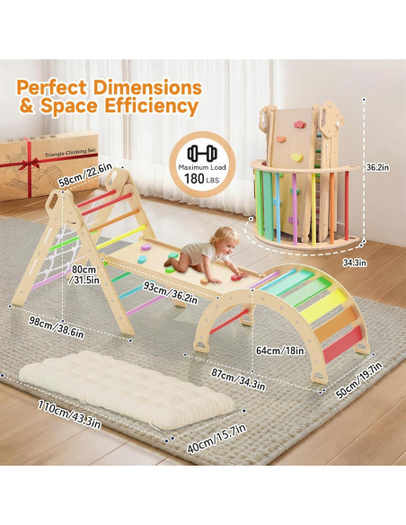 Conjunto de Escalada Pikler ZippyZebra 7 en 1 para Niños
