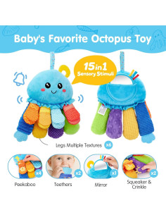 Juguete Sensorial Hahaland Pulpo 15 en 1 para Bebés 0-1 Año 2