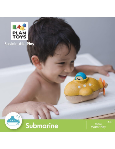 Submarino de Madera PlanToys para Baño - Juguete Educativo 12+ Meses