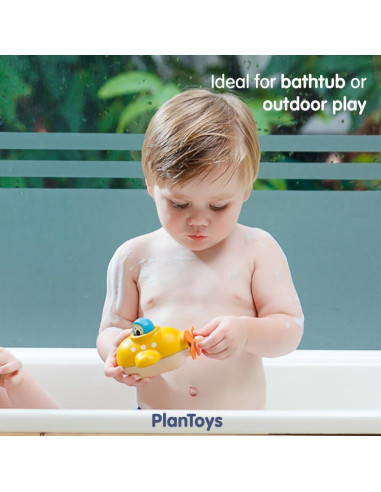 Submarino de Madera PlanToys para Baño - Juguete Educativo 12+ Meses