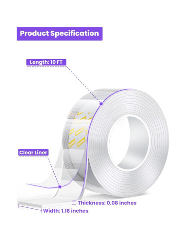 Cinta Adhesiva Doble Cara IKeelsy 3.0 x 304.8 cm Transparente