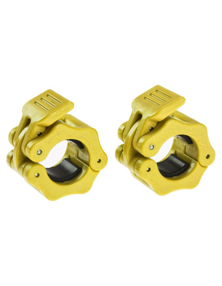 Abrazaderas de Barra Greententljs 1" Amarillo - Par de Clips de Pesas
