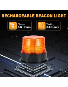 Luz Estroboscópica LED Dinfu Ámbar Inalámbrica Recargable 10W 2