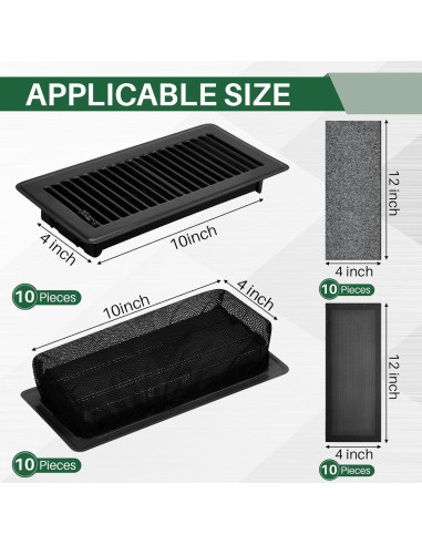 Juego de Rejillas de Piso Zonon 40 Pcs 10 x 25 cm Negro