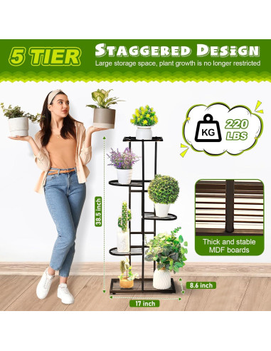 Soporte para Plantas Feekoon 5 Niveles con Luces LED Espectro Completo