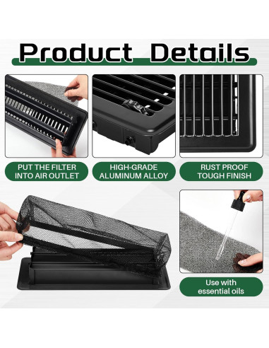 Juego de Rejillas de Piso Zonon 40 Pcs 10 x 25 cm Negro