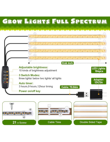 Soporte para Plantas Feekoon 5 Niveles con Luces LED Espectro Completo