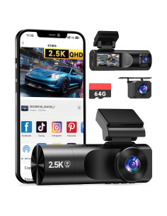 Cámara de Tablero TUIFAC GT806 2.5K + 1080P, Wi-Fi, 64GB