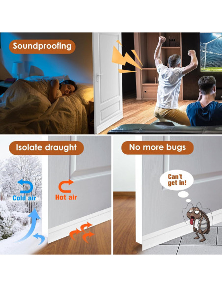 Sello de Puerta Aislante YOUSHARES 99 cm Blanco - Excluidor de Corrientes